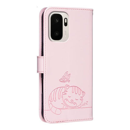 Cat Butterfly Embossed RFID Vegan Leather Phone Case with Strap, For OnePlus Ace 6 Ultra 5G, For OnePlus Nord 6 5G, For OnePlus 15T