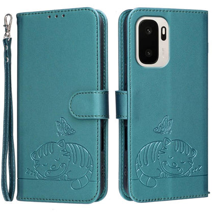 Cat Butterfly Embossed RFID Vegan Leather Phone Case with Strap, For OnePlus Ace 6 Ultra 5G, For OnePlus Nord 6 5G, For OnePlus 15T