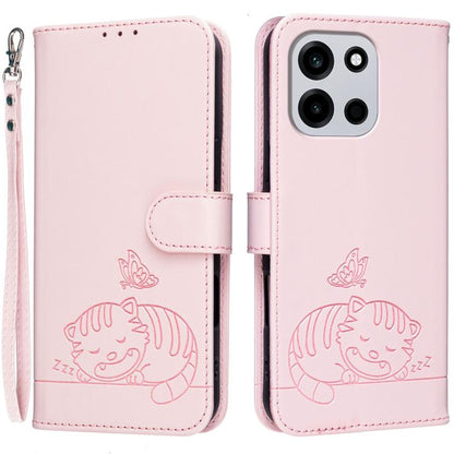 Cat Butterfly Embossed RFID Vegan Leather Phone Case with Strap, For OnePlus Ace 6 Ultra 5G, For OnePlus Nord 6 5G, For OnePlus 15T