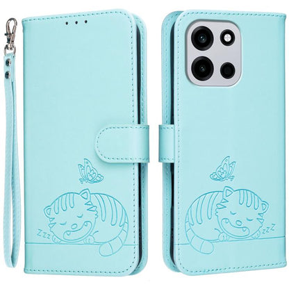 Cat Butterfly Embossed RFID Vegan Leather Phone Case with Strap, For OnePlus Ace 6 Ultra 5G, For OnePlus Nord 6 5G, For OnePlus 15T