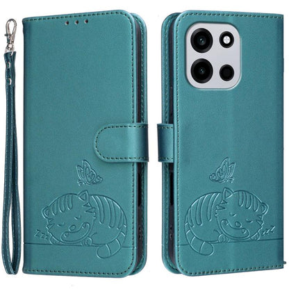 Cat Butterfly Embossed RFID Vegan Leather Phone Case with Strap, For OnePlus Ace 6 Ultra 5G, For OnePlus Nord 6 5G, For OnePlus 15T