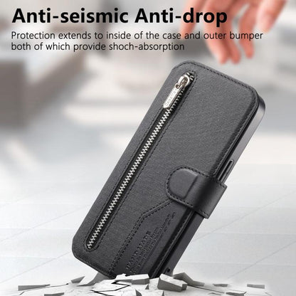 Twill Fabric MagSafe RFID Anti-theft Zipper Wallet Leather Phone Case, For OnePlus Ace 6 / 6T, For OnePlus 15, For OnePlus 13R, For OnePlus 13