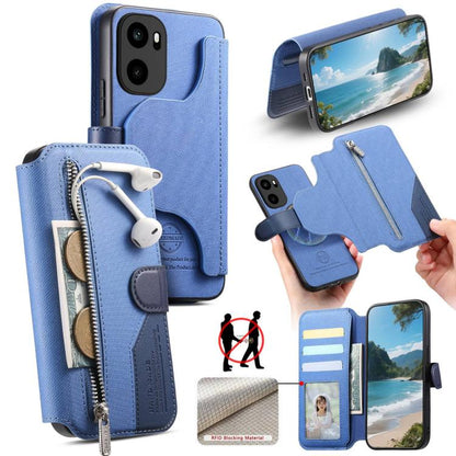 Twill Fabric MagSafe RFID Anti-theft Zipper Wallet Leather Phone Case, For OnePlus Ace 6 / 6T, For OnePlus 15, For OnePlus 13R, For OnePlus 13
