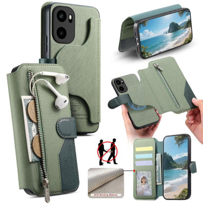 Twill Fabric MagSafe RFID Anti-theft Zipper Wallet Leather Phone Case, For OnePlus Ace 6 / 6T, For OnePlus 15, For OnePlus 13R, For OnePlus 13