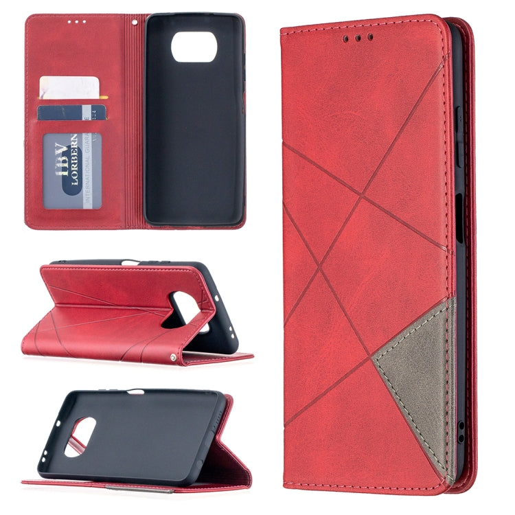 Rhombus Texture Horizontal Flip Magnetic Leather Case with Holder & Card Slots, For Xiaomi Mi Poco X3