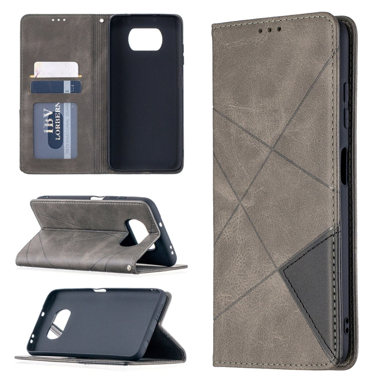Rhombus Texture Horizontal Flip Magnetic Leather Case with Holder & Card Slots, For Xiaomi Mi Poco X3