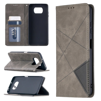Rhombus Texture Horizontal Flip Magnetic Leather Case with Holder & Card Slots, For Xiaomi Mi Poco X3
