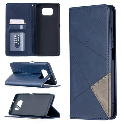 Rhombus Texture Horizontal Flip Magnetic Leather Case with Holder & Card Slots, For Xiaomi Mi Poco X3