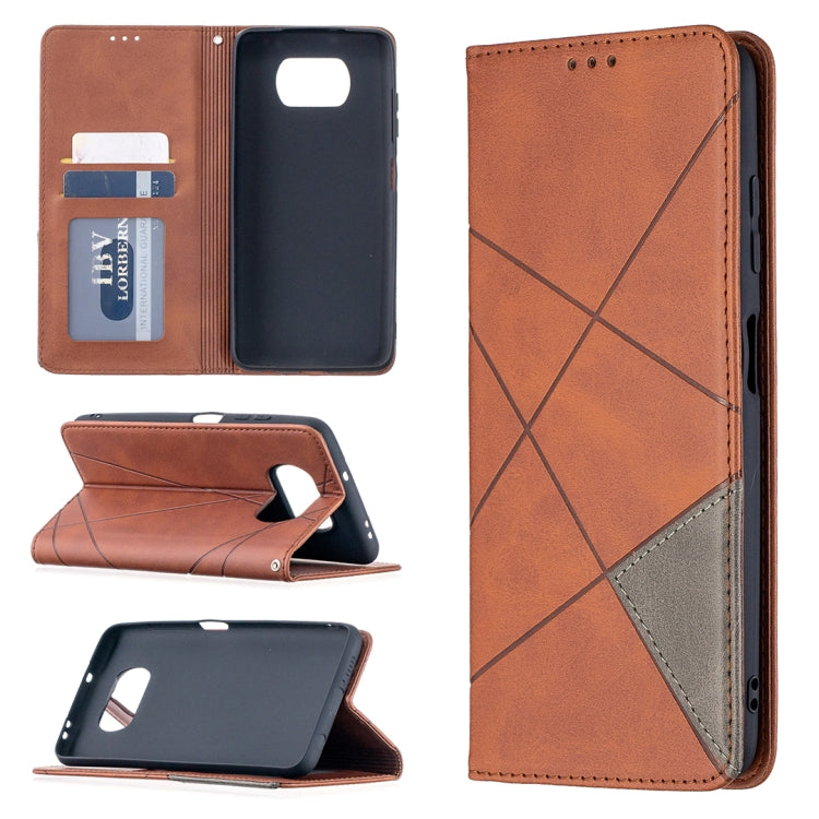 Rhombus Texture Horizontal Flip Magnetic Leather Case with Holder & Card Slots, For Xiaomi Mi Poco X3