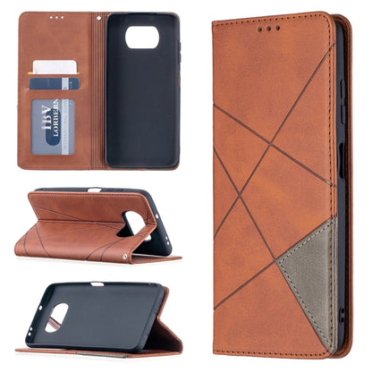 Rhombus Texture Horizontal Flip Magnetic Leather Case with Holder & Card Slots, For Xiaomi Mi Poco X3