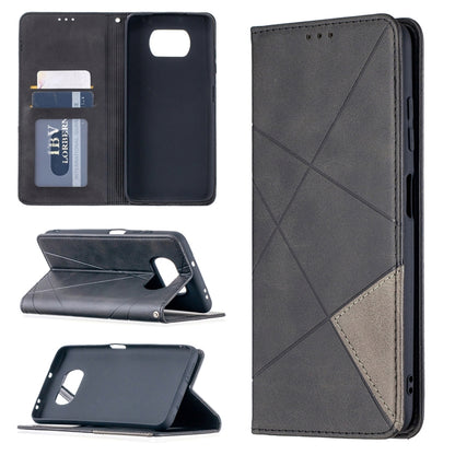 Rhombus Texture Horizontal Flip Magnetic Leather Case with Holder & Card Slots, For Xiaomi Mi Poco X3