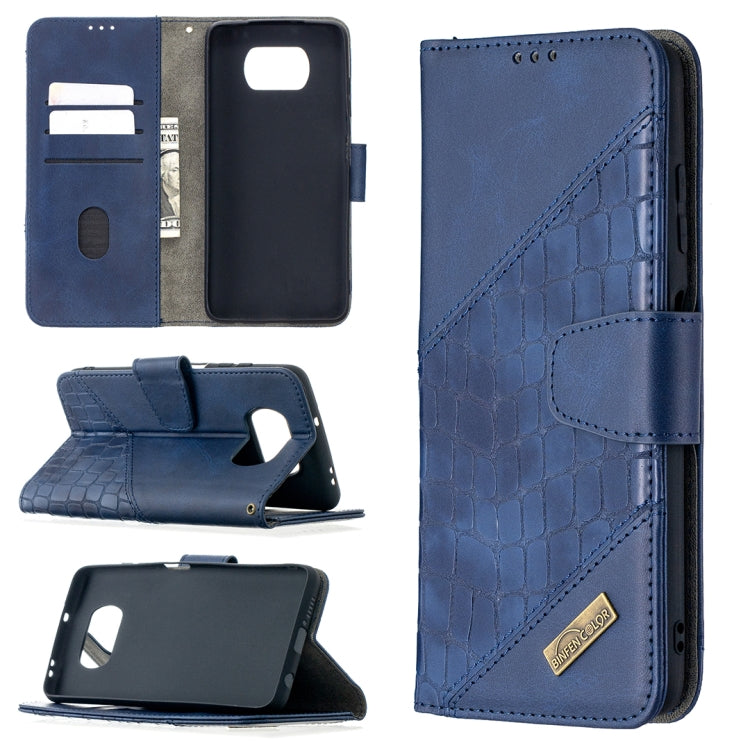 Matching Color Crocodile Texture Horizontal Flip PU Leather Case with Wallet & Holder & Card Slots, For Xiaomi Mi Poco X3