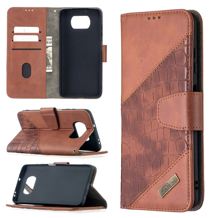 Matching Color Crocodile Texture Horizontal Flip PU Leather Case with Wallet & Holder & Card Slots, For Xiaomi Mi Poco X3