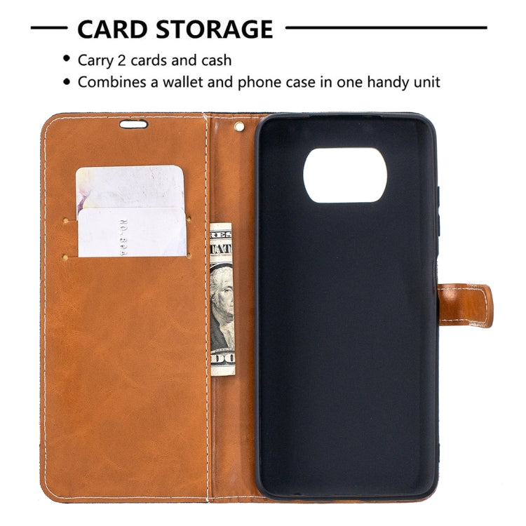 Color Matching Denim Texture Leather Case with Holder & Card Slots & Wallet & Lanyard, For Xiaomi Mi Poco X3
