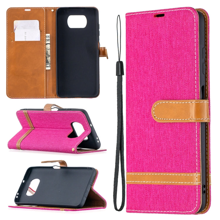 Color Matching Denim Texture Leather Case with Holder & Card Slots & Wallet & Lanyard, For Xiaomi Mi Poco X3