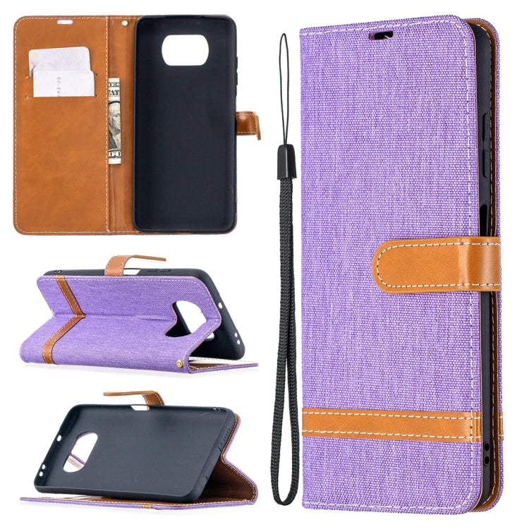 Color Matching Denim Texture Leather Case with Holder & Card Slots & Wallet & Lanyard, For Xiaomi Mi Poco X3