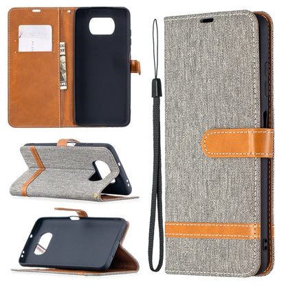 Color Matching Denim Texture Leather Case with Holder & Card Slots & Wallet & Lanyard, For Xiaomi Mi Poco X3