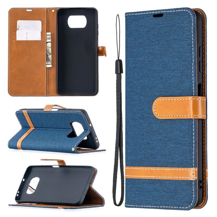 Color Matching Denim Texture Leather Case with Holder & Card Slots & Wallet & Lanyard, For Xiaomi Mi Poco X3