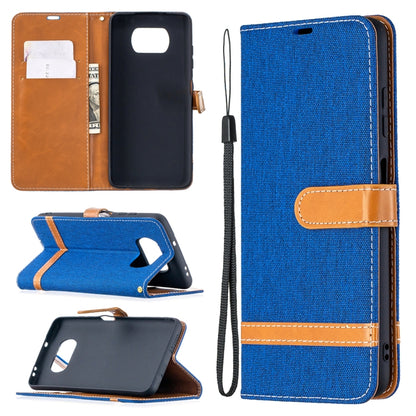Color Matching Denim Texture Leather Case with Holder & Card Slots & Wallet & Lanyard, For Xiaomi Mi Poco X3
