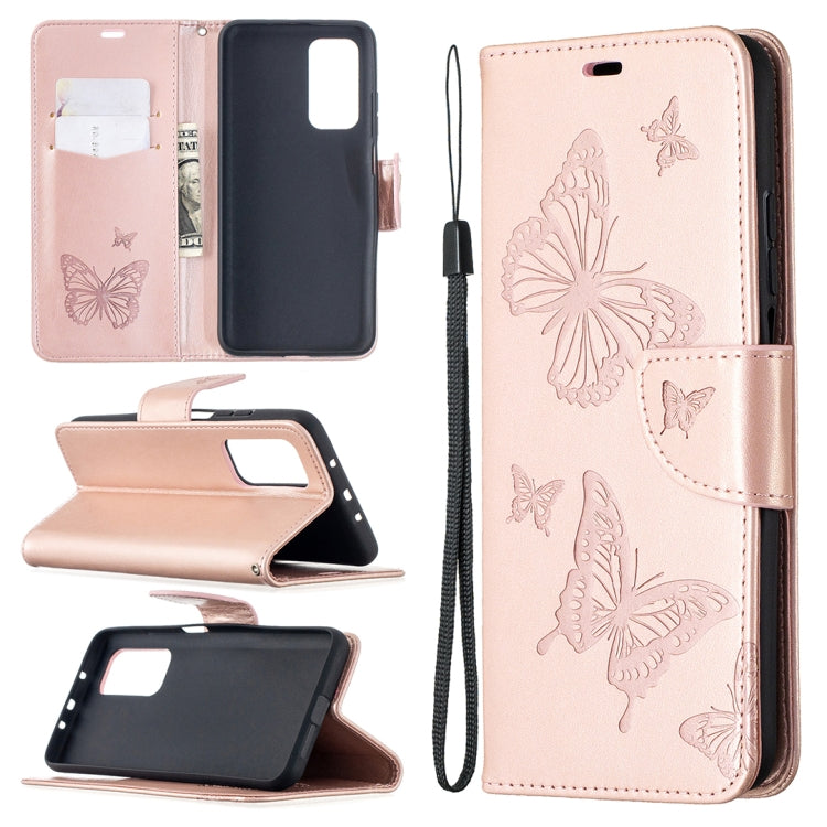 Two Butterflies Embossing Pattern Horizontal Flip Leather Case with Holder & Card Slot & Wallet & Lanyard, For Xiaomi Mi 10T 5G, For Xiaomi Mi 10T Lite 5G, For Xiaomi Poco X3, For Nokia 2.4