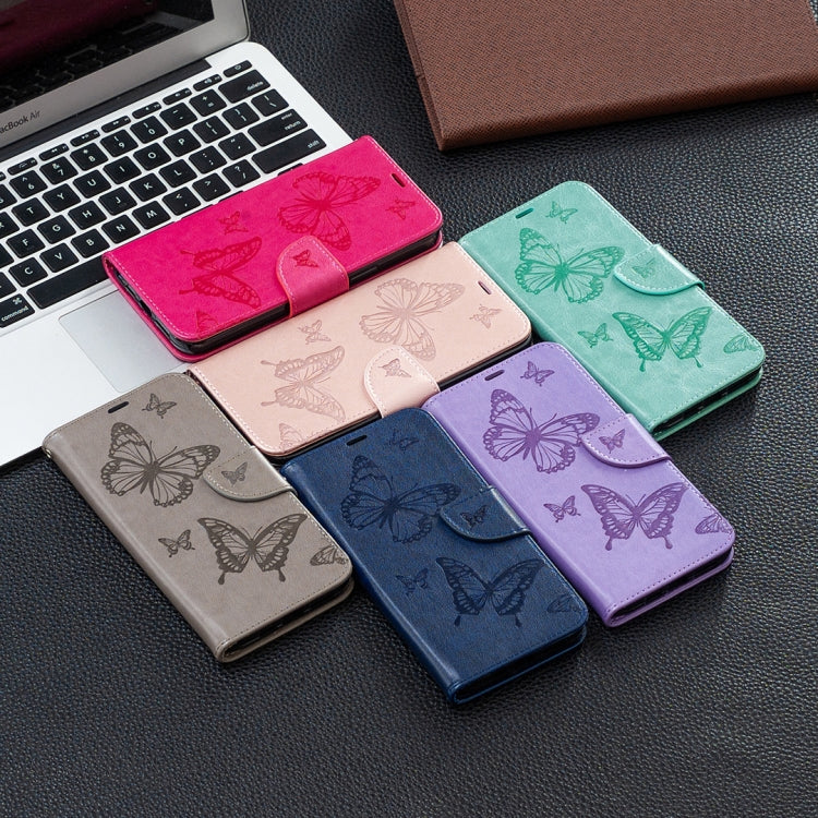 Two Butterflies Embossing Pattern Horizontal Flip Leather Case with Holder & Card Slot & Wallet & Lanyard, For Xiaomi Mi 10T 5G, For Xiaomi Mi 10T Lite 5G, For Xiaomi Poco X3, For Nokia 2.4