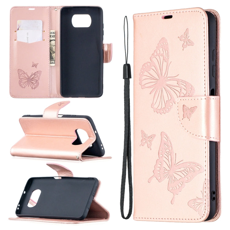 Two Butterflies Embossing Pattern Horizontal Flip Leather Case with Holder & Card Slot & Wallet & Lanyard, For Xiaomi Mi 10T 5G, For Xiaomi Mi 10T Lite 5G, For Xiaomi Poco X3, For Nokia 2.4