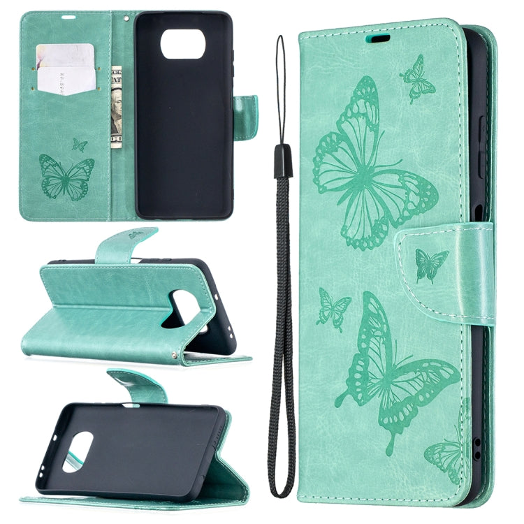Two Butterflies Embossing Pattern Horizontal Flip Leather Case with Holder & Card Slot & Wallet & Lanyard, For Xiaomi Mi 10T 5G, For Xiaomi Mi 10T Lite 5G, For Xiaomi Poco X3, For Nokia 2.4