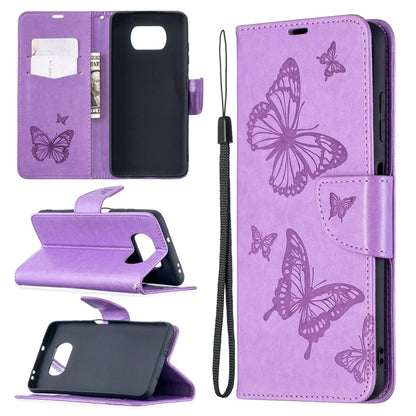 Two Butterflies Embossing Pattern Horizontal Flip Leather Case with Holder & Card Slot & Wallet & Lanyard, For Xiaomi Mi 10T 5G, For Xiaomi Mi 10T Lite 5G, For Xiaomi Poco X3, For Nokia 2.4