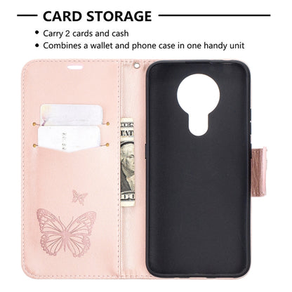 Two Butterflies Embossing Pattern Horizontal Flip Leather Case with Holder & Card Slot & Wallet & Lanyard, For Nokia 3.4
