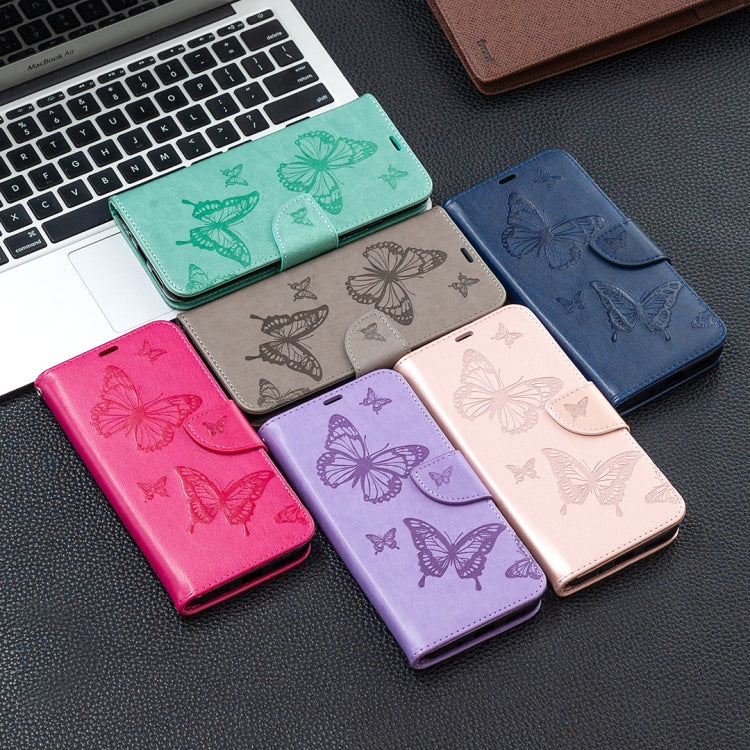 Two Butterflies Embossing Pattern Horizontal Flip Leather Case with Holder & Card Slot & Wallet & Lanyard, For Nokia 3.4