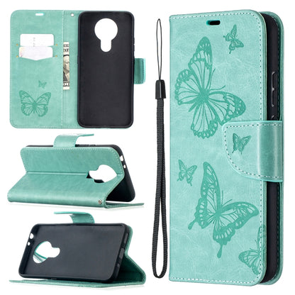 Two Butterflies Embossing Pattern Horizontal Flip Leather Case with Holder & Card Slot & Wallet & Lanyard, For Nokia 3.4