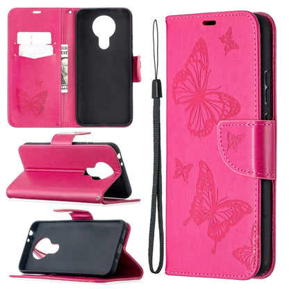 Two Butterflies Embossing Pattern Horizontal Flip Leather Case with Holder & Card Slot & Wallet & Lanyard, For Nokia 3.4