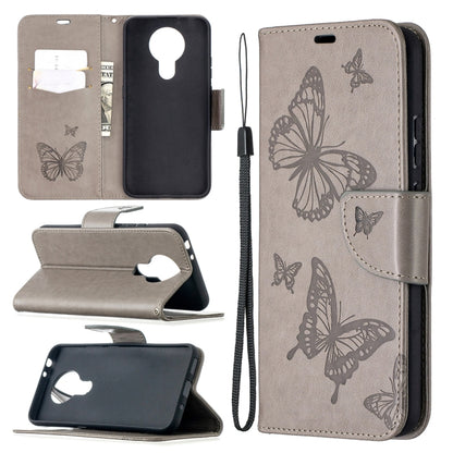 Two Butterflies Embossing Pattern Horizontal Flip Leather Case with Holder & Card Slot & Wallet & Lanyard, For Nokia 3.4