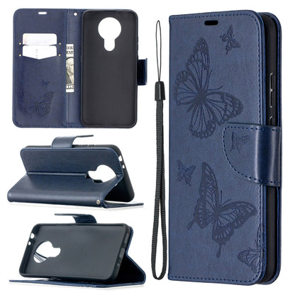 Two Butterflies Embossing Pattern Horizontal Flip Leather Case with Holder & Card Slot & Wallet & Lanyard, For Nokia 3.4
