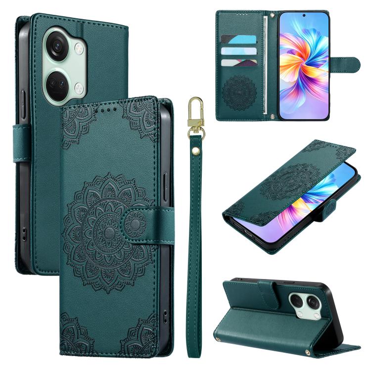 Totem Embossed Magnetic Closure Vegan Leather Phone Case with Strap, For OnePlus Ace 2V