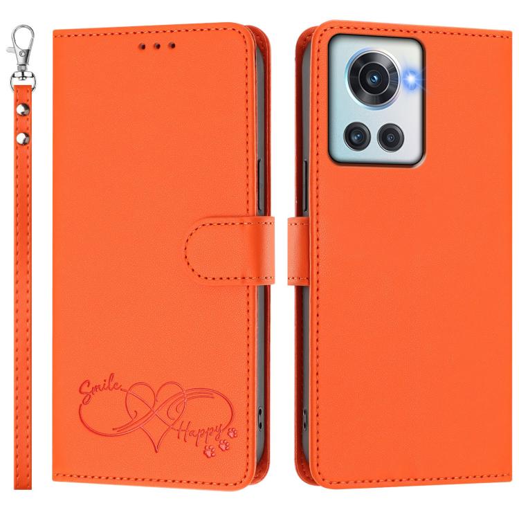 Happy Heart Pattern Magnetic Closure Vegan Leather Phone Case with Wrist Strap, For OnePlus 10R / Ace / 10R Prime, For OnePlus Nord CE 2 5G