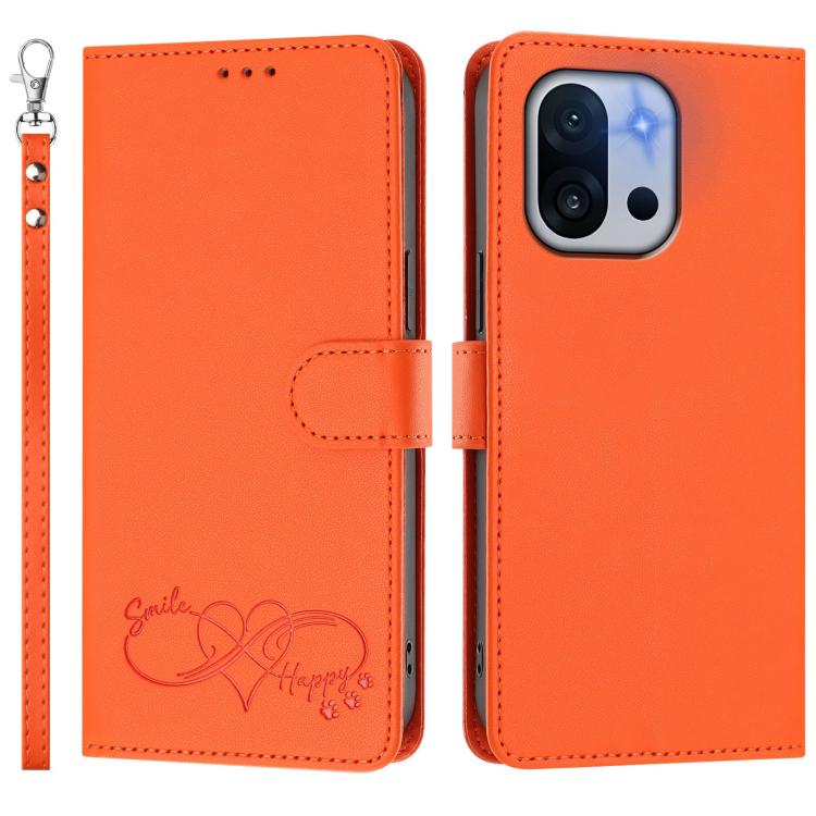 Happy Heart Pattern Magnetic Closure Vegan Leather Phone Case with Wrist Strap, For OnePlus 13T 5G, For OnePlus 13R / Ace 5 Pro 5G