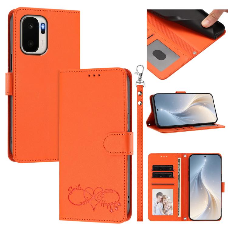 Happy Heart Pattern Magnetic Closure Vegan Leather Phone Case with Wrist Strap, For OnePlus Ace 6 Ultra 5G, For OnePlus Turbo 6