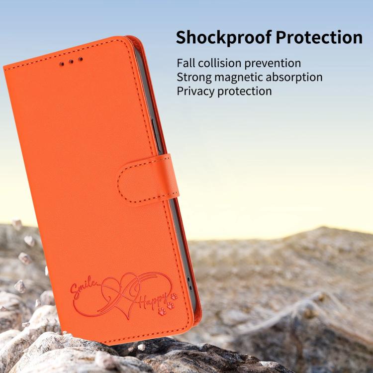 Happy Heart Pattern Magnetic Closure Vegan Leather Phone Case with Wrist Strap, For OnePlus Nord 3 / Ace 2V, For OnePlus 11R 5G Global