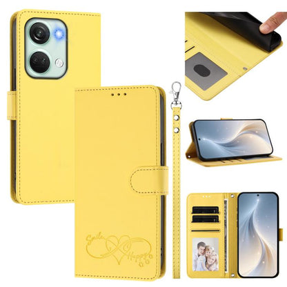 Happy Heart Pattern Magnetic Closure Vegan Leather Phone Case with Wrist Strap, For OnePlus Nord 3 / Ace 2V, For OnePlus 11R 5G Global