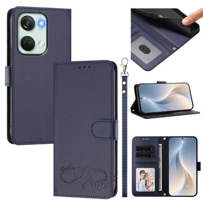 Happy Heart Pattern Magnetic Closure Vegan Leather Phone Case with Wrist Strap, For OnePlus Nord 3 / Ace 2V, For OnePlus 11R 5G Global