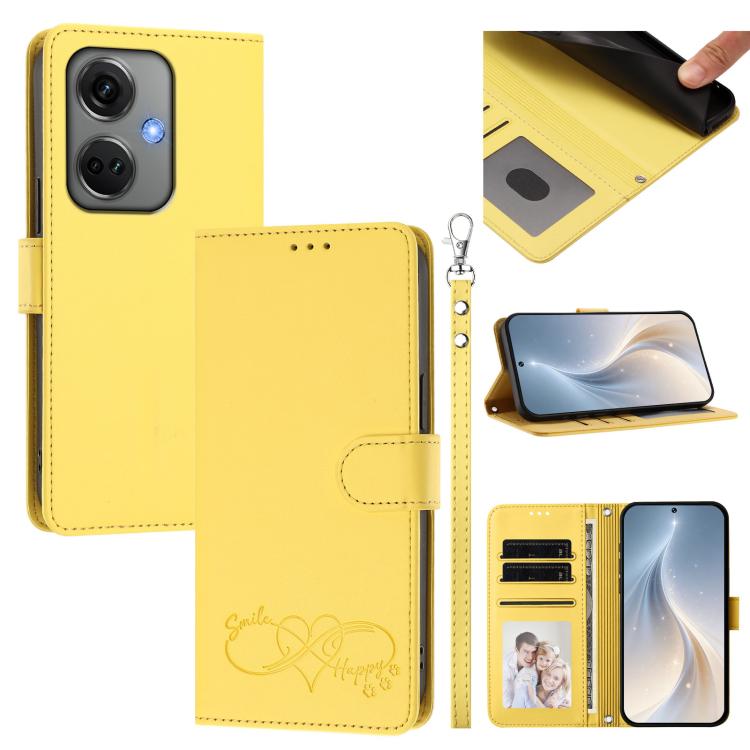 Happy Heart Pattern Magnetic Closure Vegan Leather Phone Case with Wrist Strap, For OnePlus Nord CE3 5G India, For OnePlus Nord CE3 Lite 5G / N30