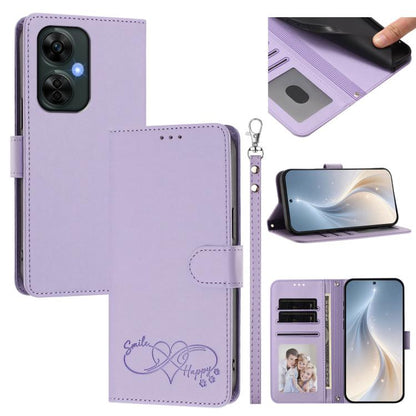 Happy Heart Pattern Magnetic Closure Vegan Leather Phone Case with Wrist Strap, For OnePlus Nord CE3 5G India, For OnePlus Nord CE3 Lite 5G / N30