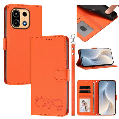 Happy Heart Pattern Magnetic Closure Vegan Leather Phone Case with Wrist Strap, For OnePlus Turbo 6X Pro 5G, For OnePlus Nord CE6 Lite