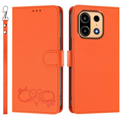 Happy Heart Pattern Magnetic Closure Vegan Leather Phone Case with Wrist Strap, For OnePlus Turbo 6X Pro 5G, For OnePlus Nord CE6 Lite