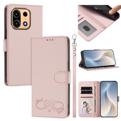 Happy Heart Pattern Magnetic Closure Vegan Leather Phone Case with Wrist Strap, For OnePlus Turbo 6X Pro 5G, For OnePlus Nord CE6 Lite