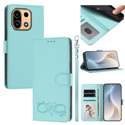 Happy Heart Pattern Magnetic Closure Vegan Leather Phone Case with Wrist Strap, For OnePlus Turbo 6X Pro 5G, For OnePlus Nord CE6 Lite
