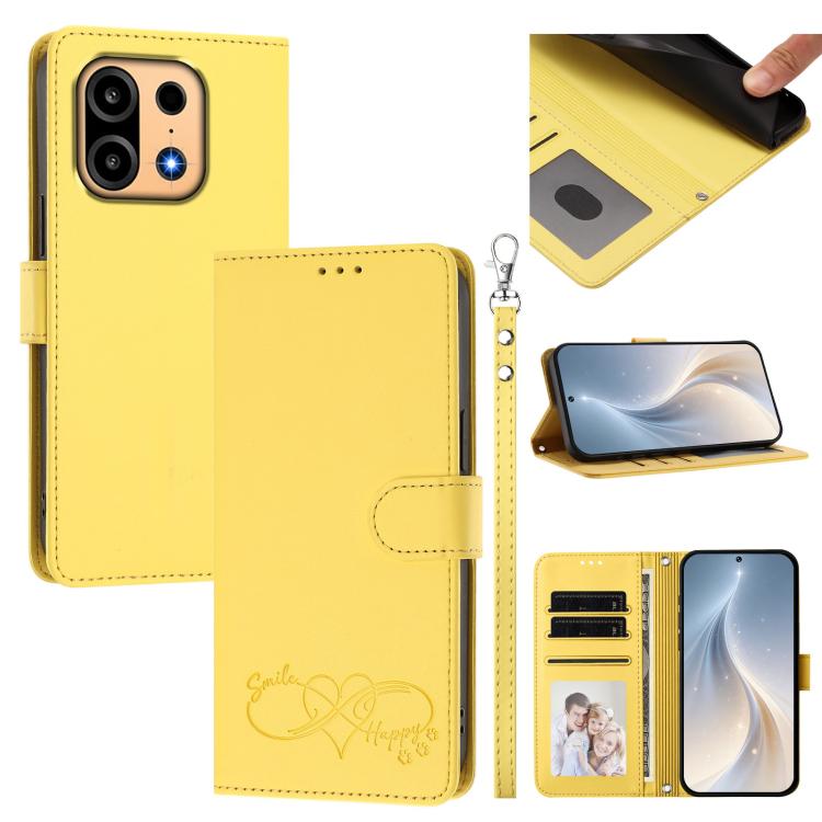 Happy Heart Pattern Magnetic Closure Vegan Leather Phone Case with Wrist Strap, For OnePlus Turbo 6X Pro 5G, For OnePlus Nord CE6 Lite