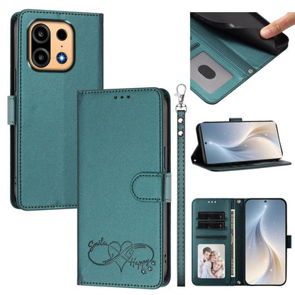 Happy Heart Pattern Magnetic Closure Vegan Leather Phone Case with Wrist Strap, For OnePlus Turbo 6X Pro 5G, For OnePlus Nord CE6 Lite