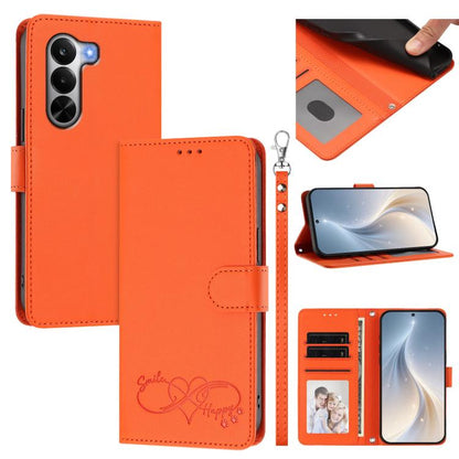 Happy Heart Pattern Magnetic Closure Vegan Leather Phone Case with Wrist Strap, For OnePlus Turbo 6X Pro 5G, For OnePlus Nord CE6 Lite